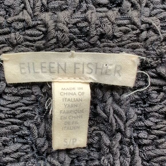 Eileen Fisher Black Organic Cotton Bateau Neck Oversized Knit Vest S - Picture 12 of 17